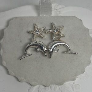 Vintage Avon Dolphin and Sea Star Earring Set